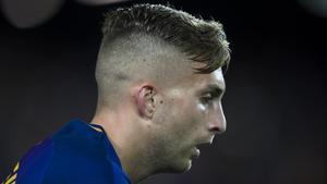 Deulofeu, en el partido ante el Eibar en el Camp Nou.