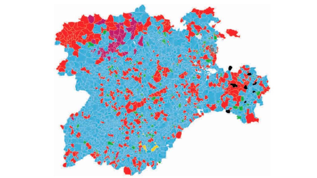 Mapa de Castilla y León, por mesas electorales.