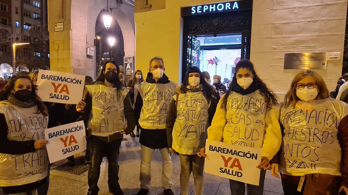 Una protesta de esta plataforma en la plaza España de Zaragoza.