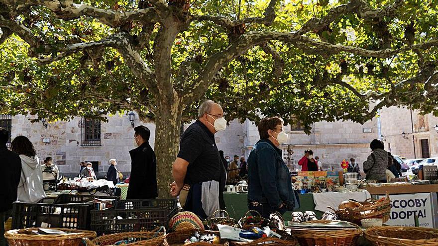 Aspecto de la plaza de Viriato, durante la reanudación de las actividades del rastro-trueque.