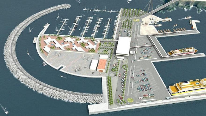 Infografía del puerto de Fonsalía, a construir íntegramente en el mar.