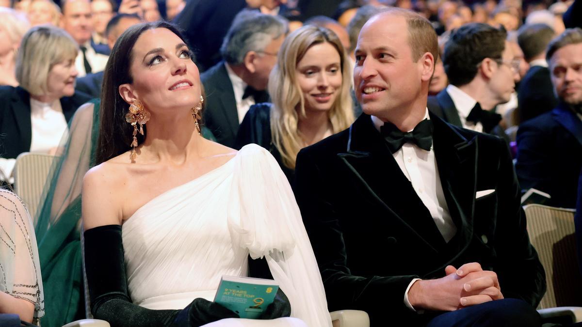 El príncep Guillem i Kate, la princesa Gales, durant la 76ª cerimònia dels Premis de Cinema l'Acadèmia Britànica