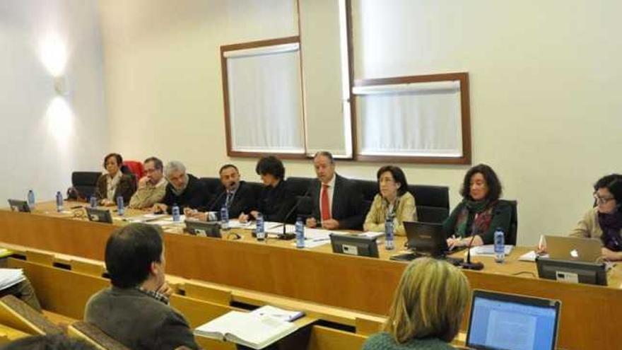 El Consello de Goberno de la Universidad de Vigo reunido ayer en la ciudad olívica.  // FdV