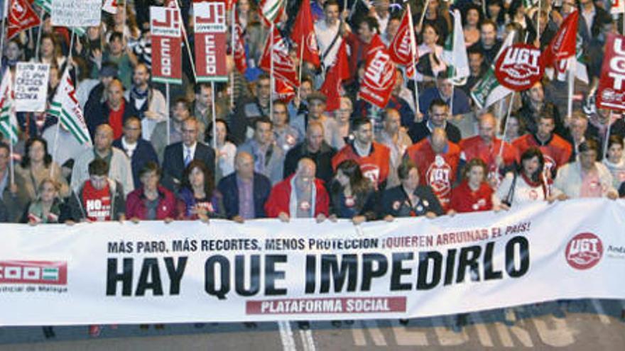 Manifestación contra los recortes en Málaga capital.