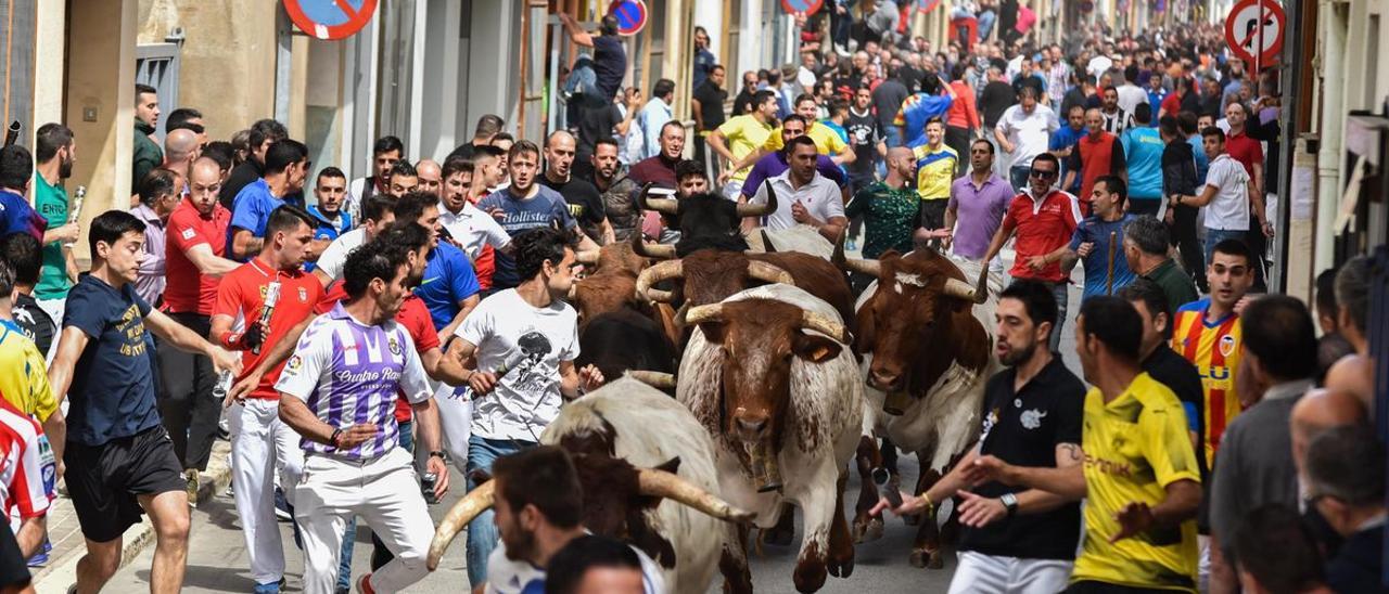 Imagen de archivo de un encierro de toros en las fiestas de Almassora en ediciones anteriores a la pandemia