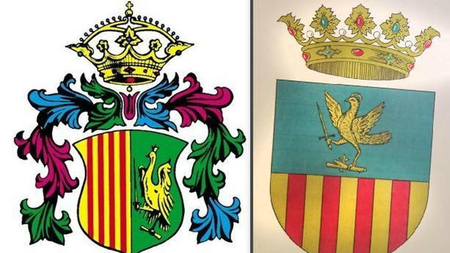 A la izquierda el antiguo escudo y a la derecha la nueva propuesta de emblema.