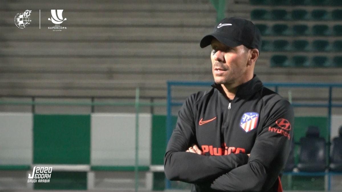 Momento del entrenamiento del Atlético de Madrid para la semifinal de la Supercopa de España 2020.