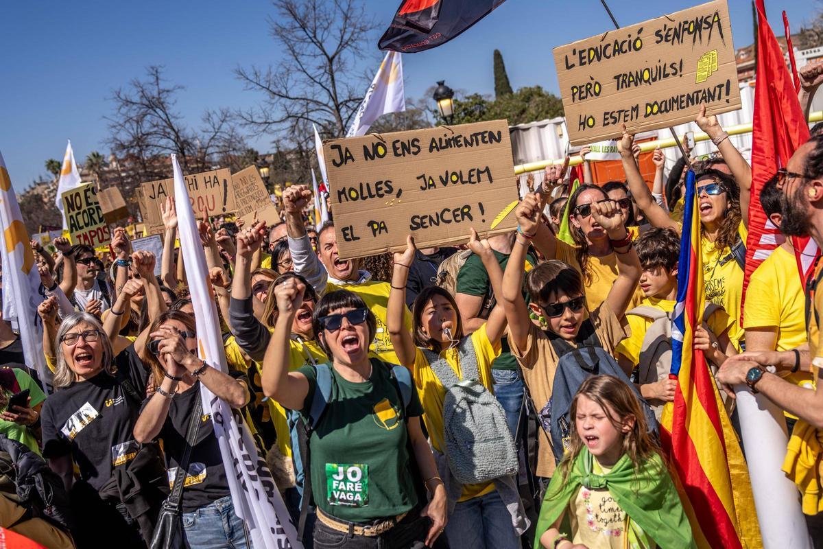 Protesta docente el pasado viernes en Barcelona.