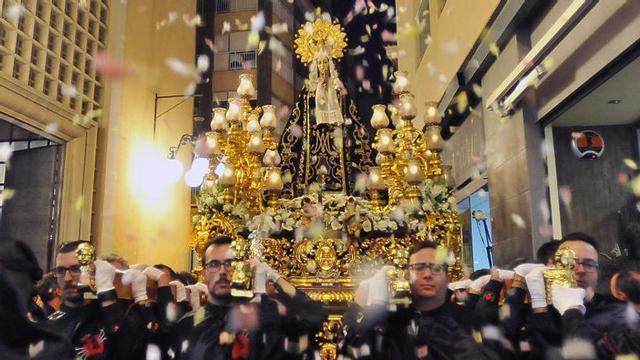 La Virgen de los Dolores durante la procesión del Miércoles Santo.