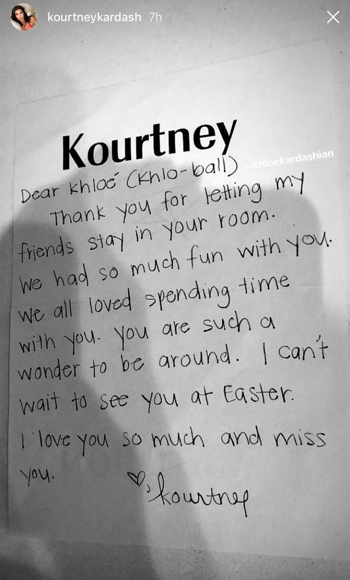 Mensajito de Kourtney a Khloé