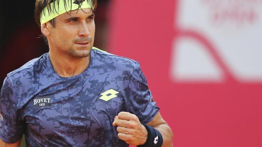 David Ferrer celebra un punto en el reciente torneo de Cascais, Portugal.