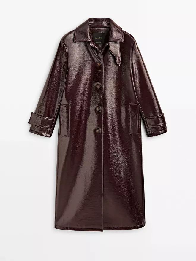 Chaqueta trench charol de Massimo Dutti