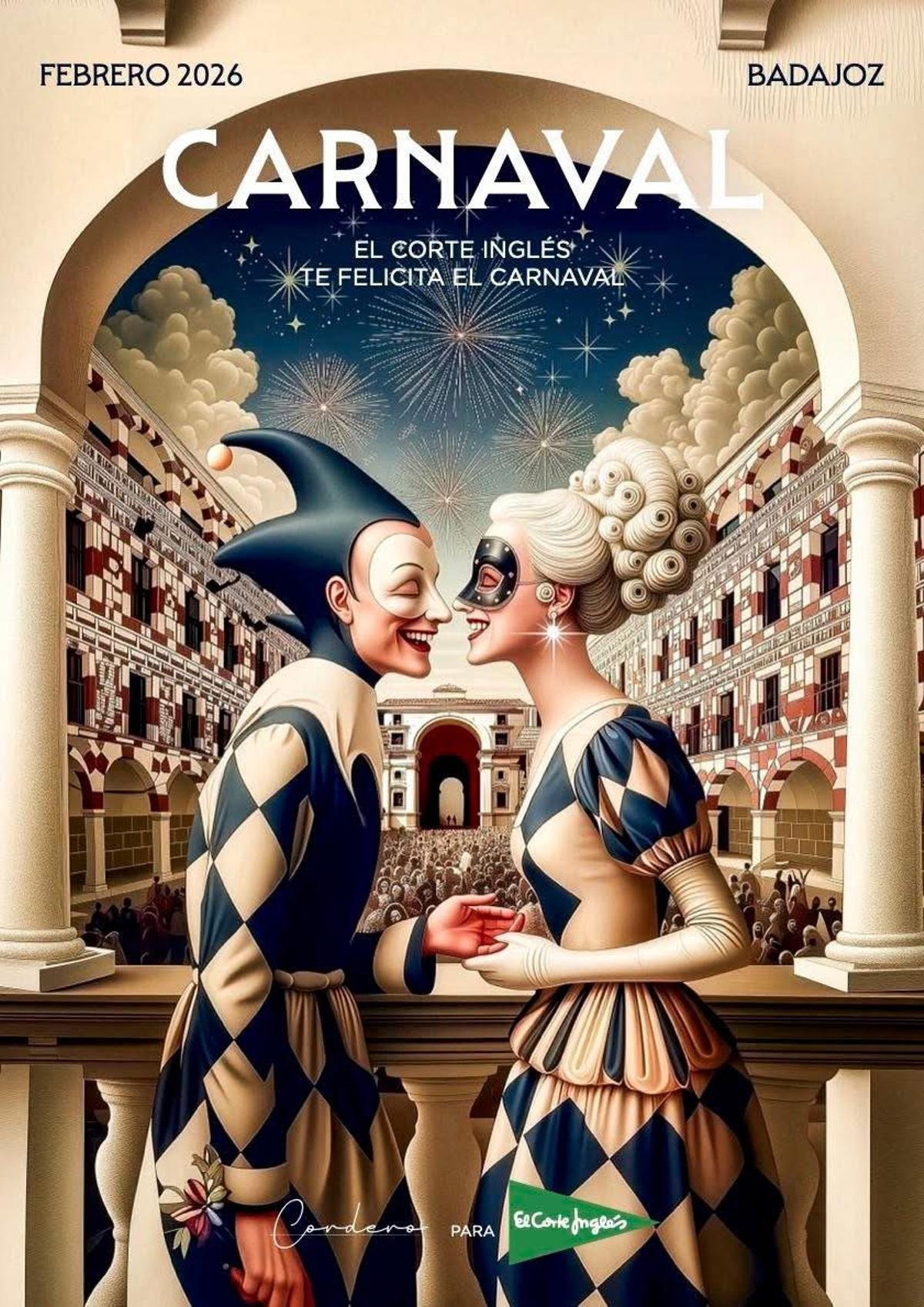 Cartel de El Corte Inglés con el Carnaval de Badajoz.