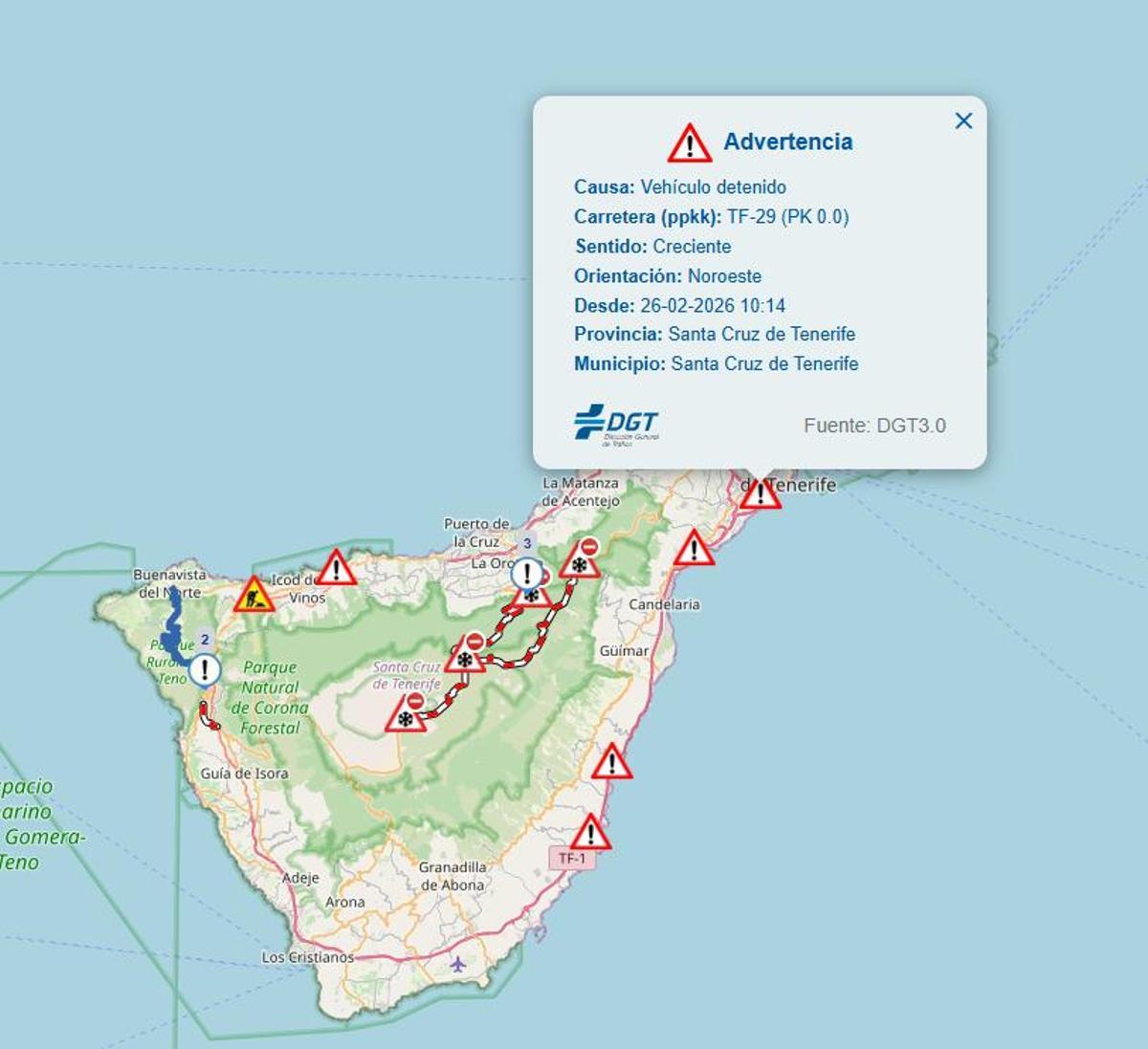 Mapa del estado de tráfico e incidencias