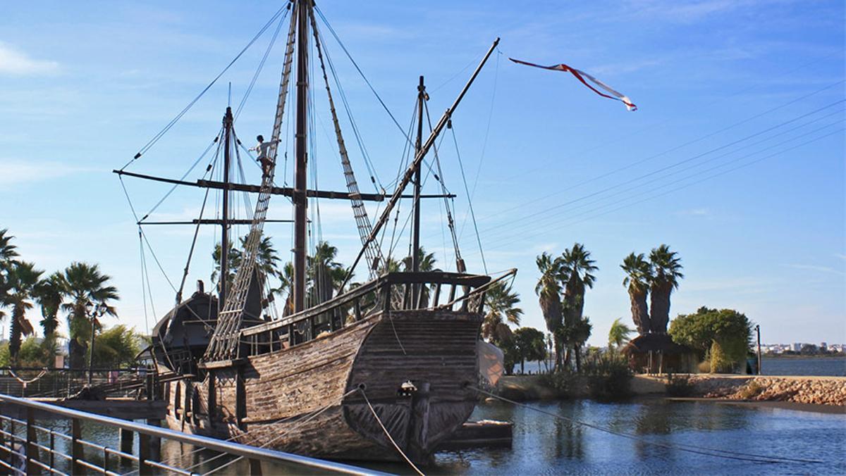 Muelle Carabelas, euno de lo lugares colombinos de Huelva.