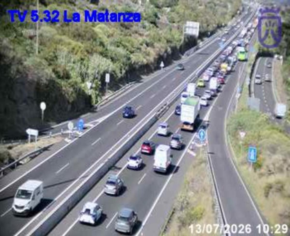 Situación en la TF-5 tras el accidente