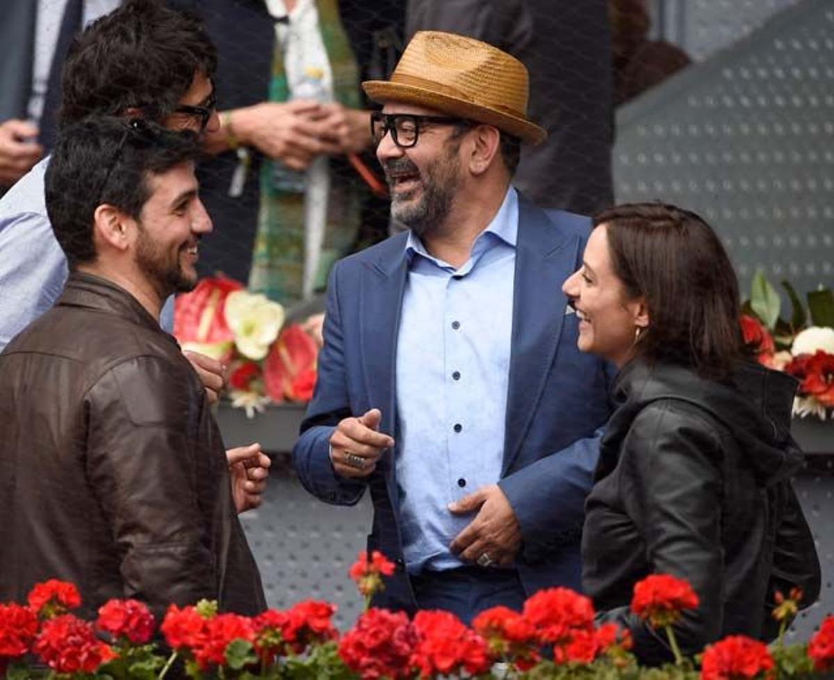 Fran Perea, José Corbacho y Luz Valdenebro, en el Mutua Madrid Open de Tenis.