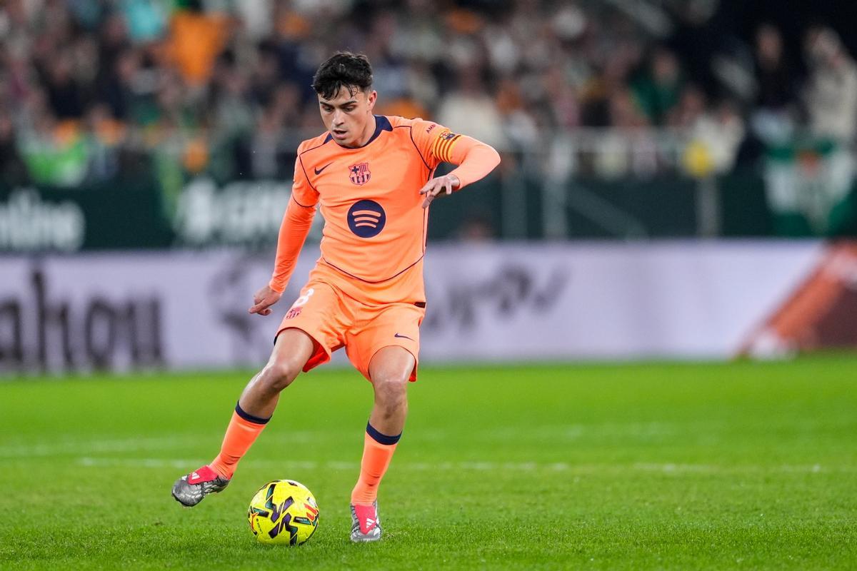 Pedri, durante el triunfo frente al Betis en La Cartuja.