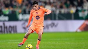 Pedri, durante el triunfo frente al Betis en La Cartuja.