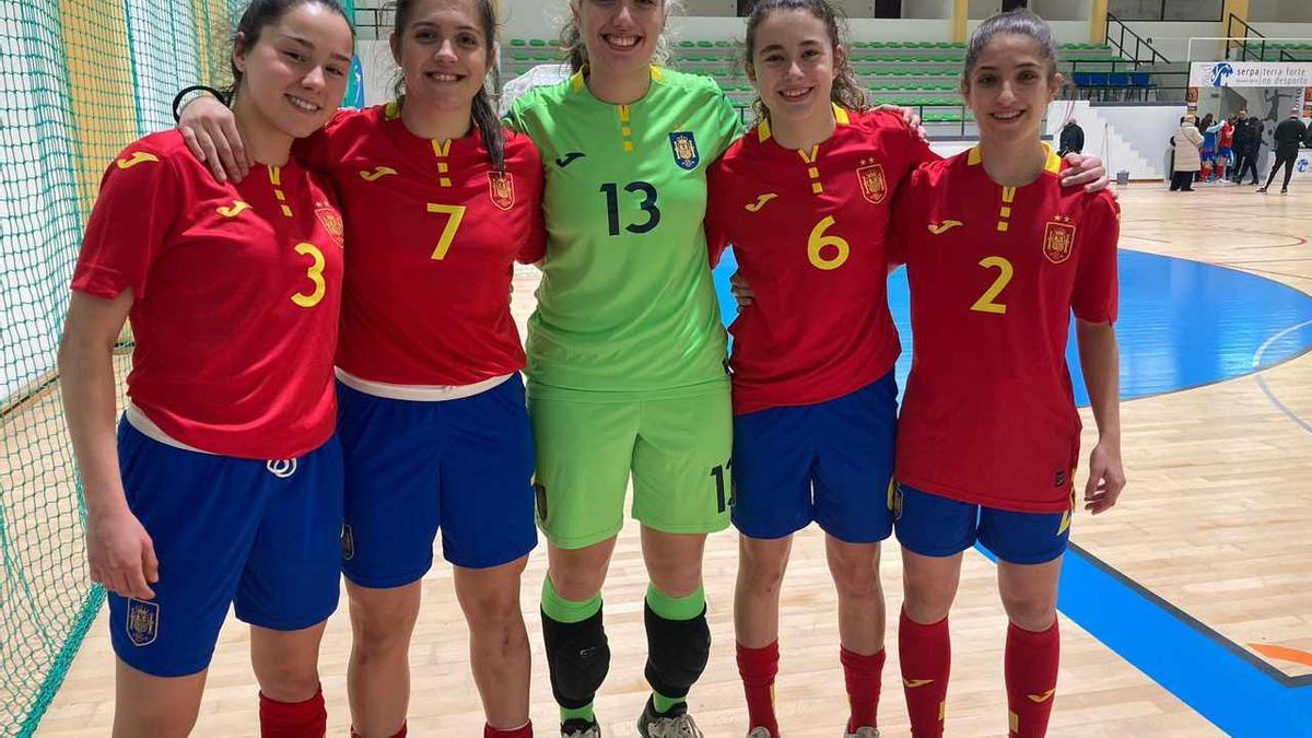 Murcianas con la selección española sub-19 de fútbol sala