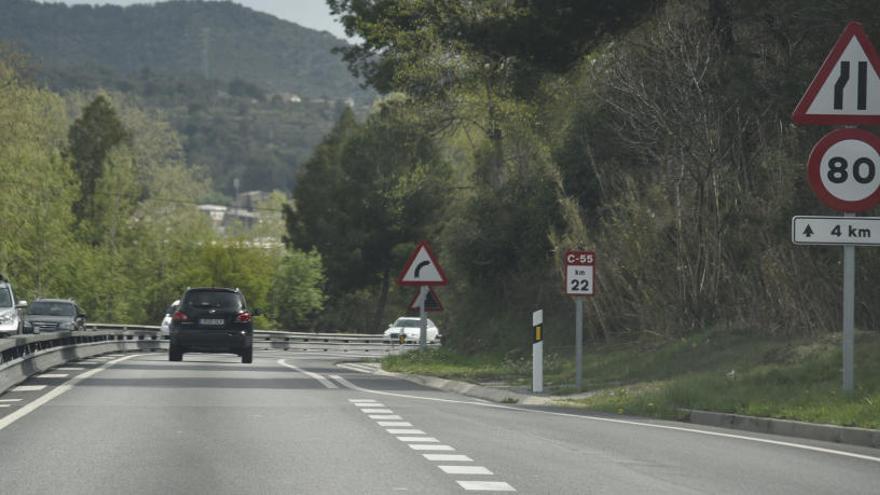 Trànsit a la C-55 al seu pas pel Bages