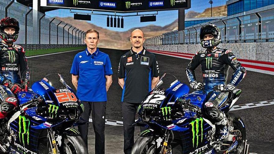 Viñales i Quartararo, ahir durant la presentació oficial de Yamaha per aquesta temporada.