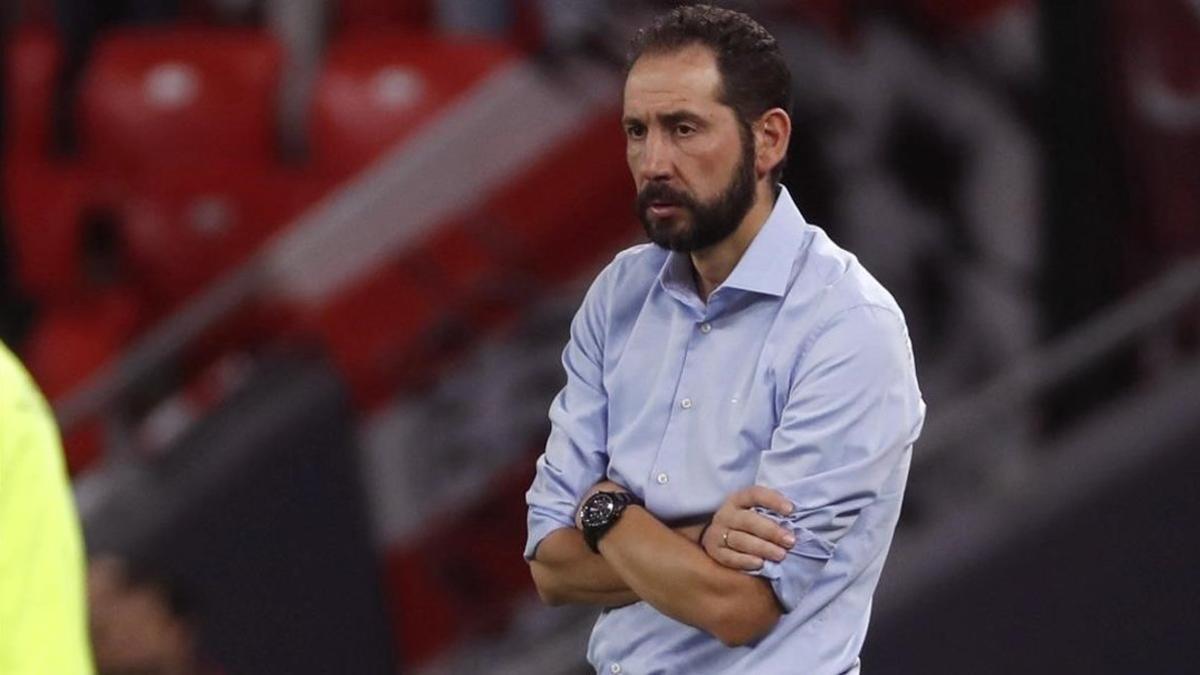 Pablo Machín, durante el último partido de San Mamés ante el Athletic.