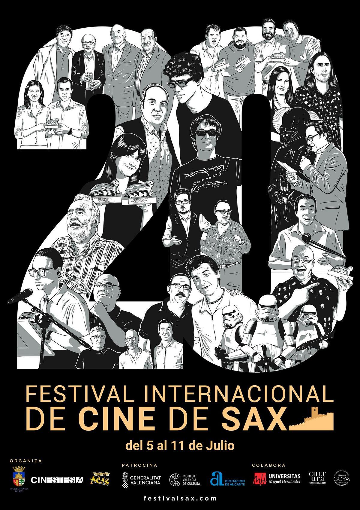 Cartel de la 20 edición del Festival de Cine de Sax, ilustrado por Carles Esquembre