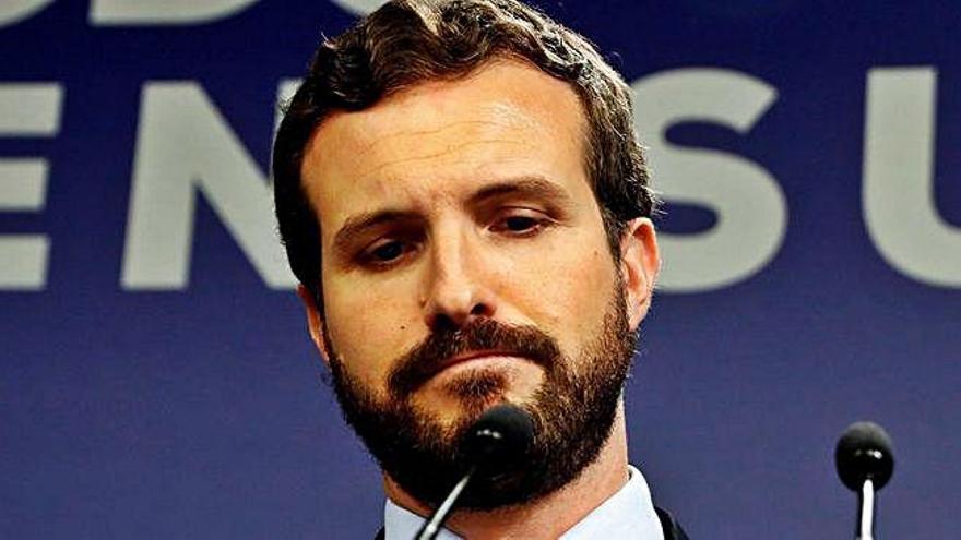 El líder del PP, Pablo Casado, tras conocer el preacuerdo entre PSOE y Unidas Podemos.