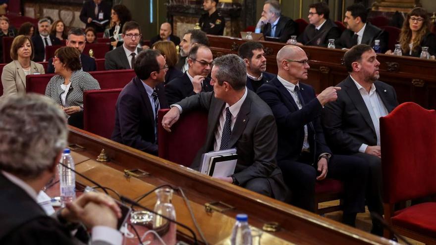 Els encausats per l&#039;1-O, durant la primera jornada del judici el 12 de febrer del 2019.