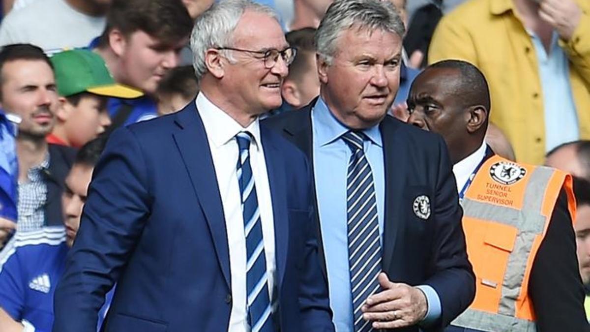 Ranieri, con Hiddink en el último partido de la Premier