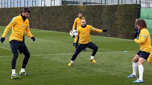 Primer entrenament del Barça després de perdre la semifinal de la Copa.