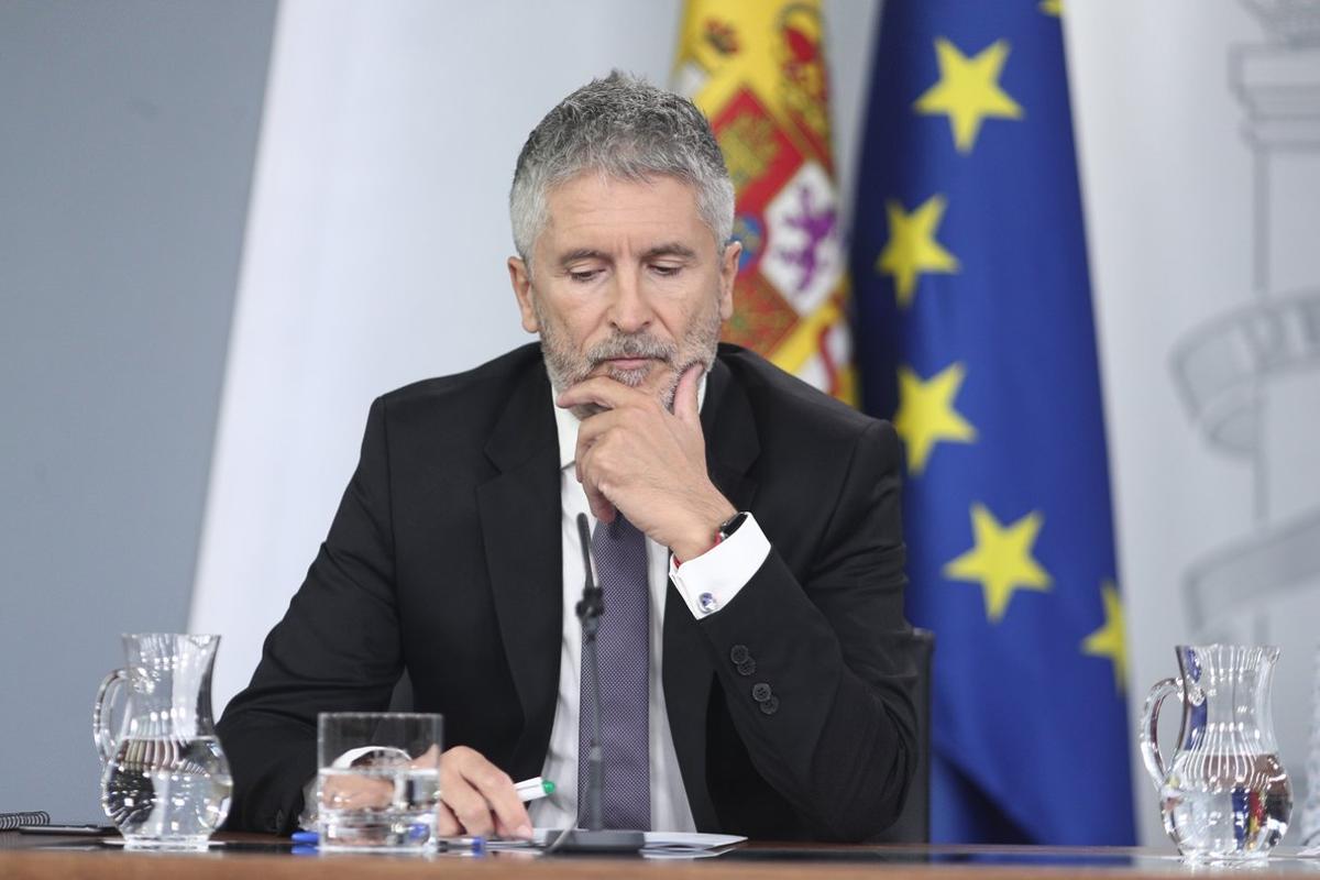 20/09/2019 El ministro del Interior en funciones, Fernando Grande-Marlaska, comparece en rueda de prensa tras el primer Consejo de Ministros celebrado en Moncloa tras la confirmaciÃ³n de la repeticiÃ³n el electoral el prÃ³ximo 10N, en Madrid (EspaÃ±a), a 20 de septiembre de 2019.