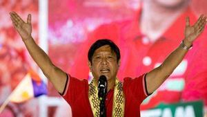 Ferdinand Bongbong Marcos Júnior, durante un mitin en Lipa, en la provincia filipina de Batangas.