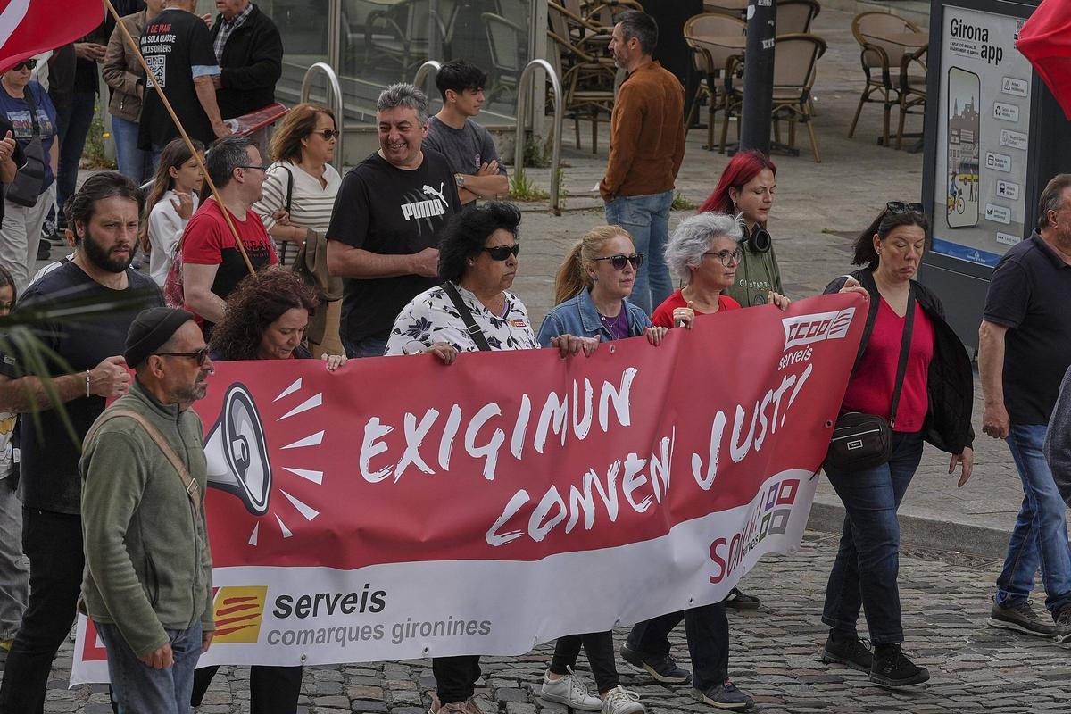 Les imatges de la manifestació de l'1 de maig a Girona