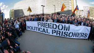 Els alcaldes catalans a Brussel·les contra l’empresonament de polítics.