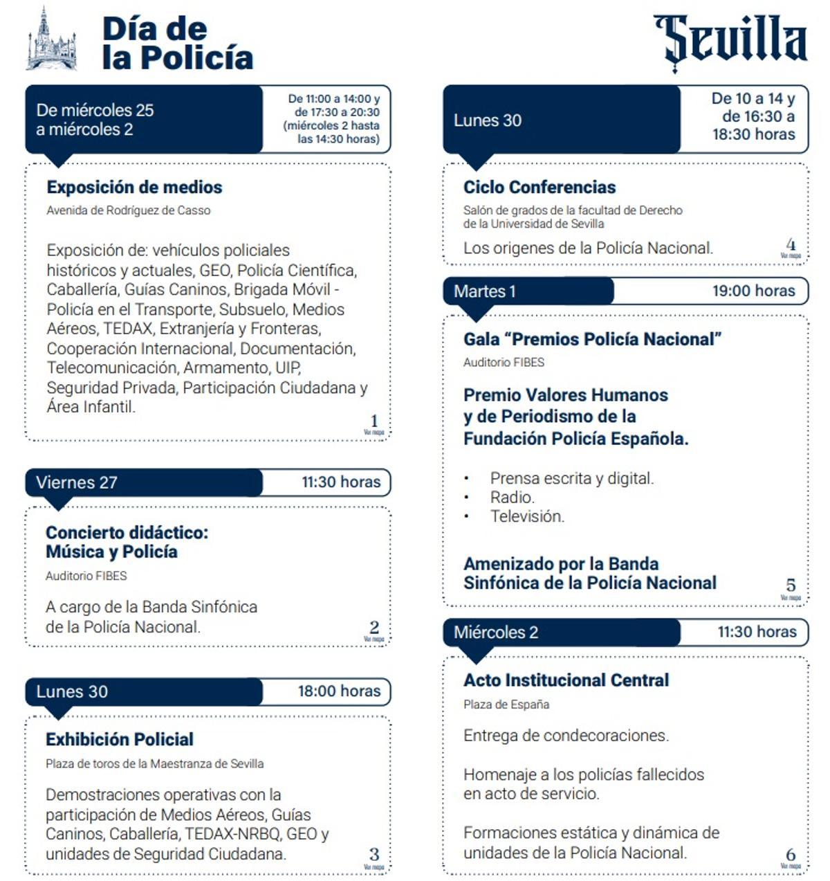 Guía de los actos por el Día de la Policía.