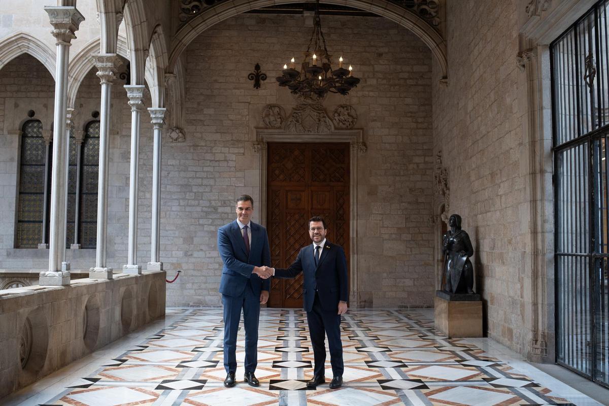 Sánchez y Aragonès en su reunión de diciembre en la Generalitat.