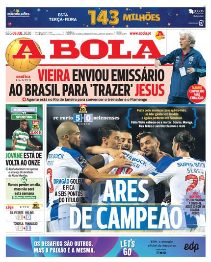 Portada A BOLA lunes 6 julio 2020