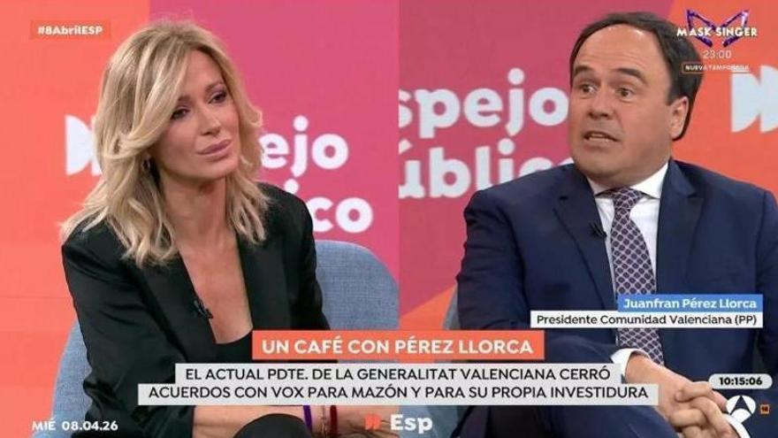 Pérez Llorca, en una entrevista para Espejo Público: "Me ha tocado coger la Generalitat Valenciana en un momento de una crisis importante"