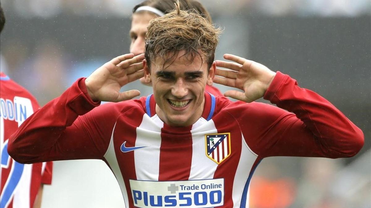 Antoine Griezmann celebra su primer gol al Celta en Balaídos