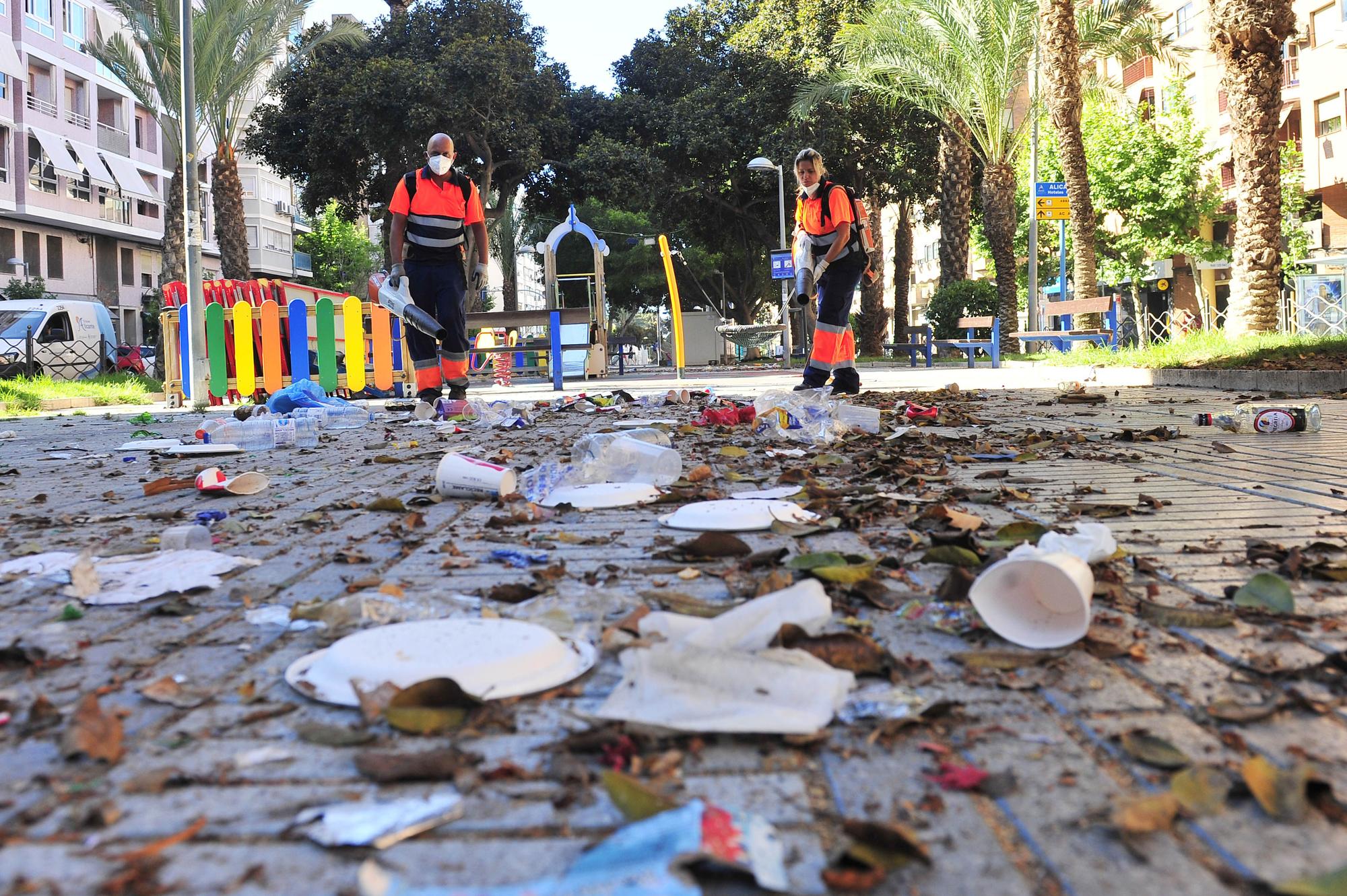 Hogueras, el día después, recogida de racós y barracas