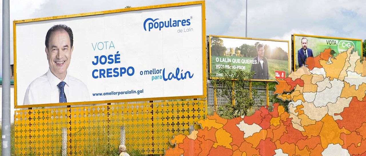 Imagen de fondo: vallas de la campaña electoral de las elecciones municipales de 2019
