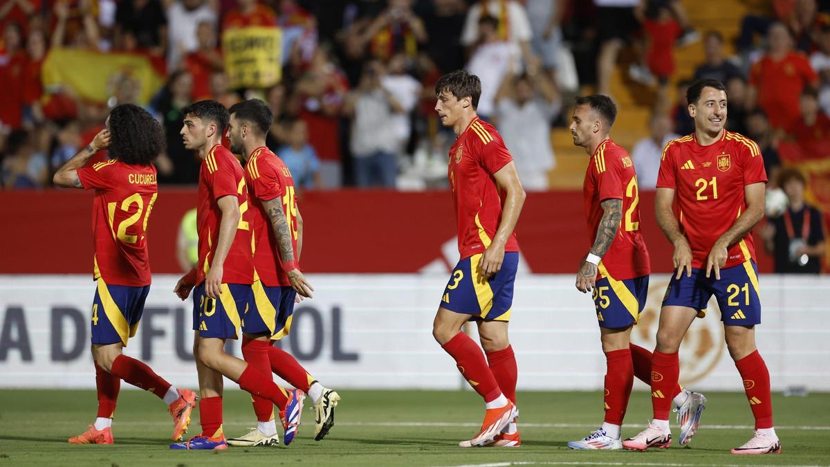 Celebración de uno de los goles de España.