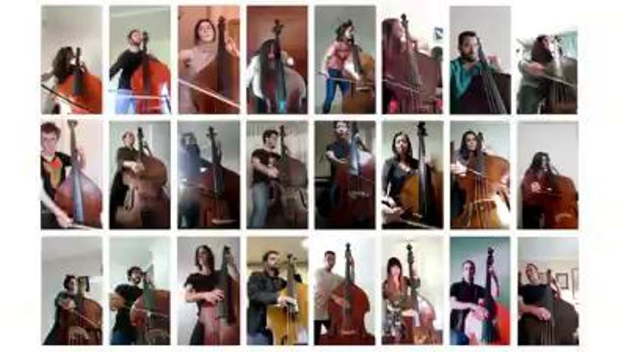 Un profesor malagueño y 24 contrabajistas invocan a través de la música la vuelta a la normalidad