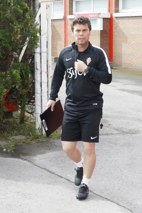 Entrenamiento del Sporting esta mañana en Mareo