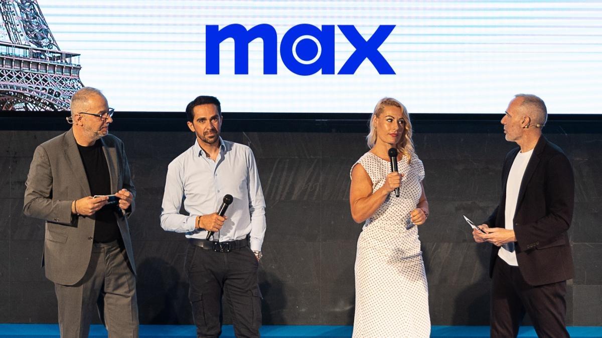 Fernando Ruiz, Alberto Contador, Lydia Valentín y Alex Corretja en la presentación de la cobertura de Max para los Juegos Olímpicos de París 2024