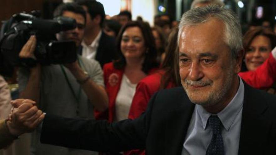 José Antonio Griñán, durante la noche electoral.