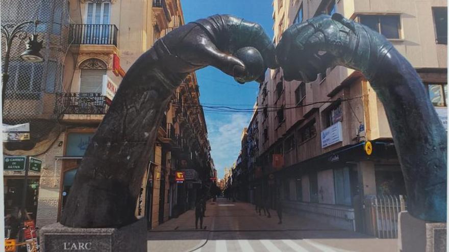 La entrada de Pelayo quedaría señalizada con un conjunto escultórico de 7 metros de altura.