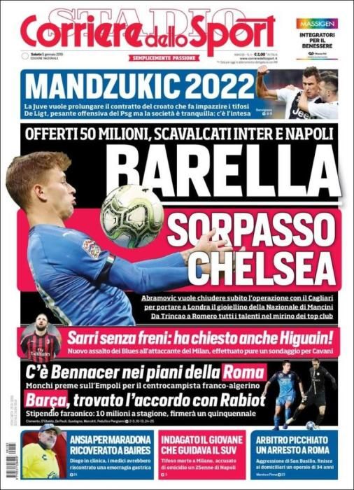 Portada CORRIERE DELLO SPORT sábado 5 enero